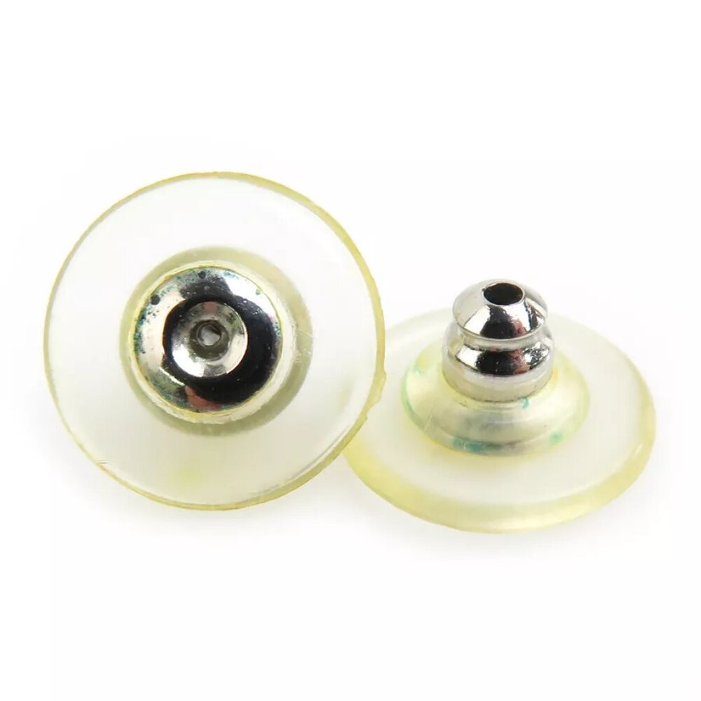 Auth CHANEL CC Logo Pierce Earrings Silver Navy/White - Picture 6 of 8